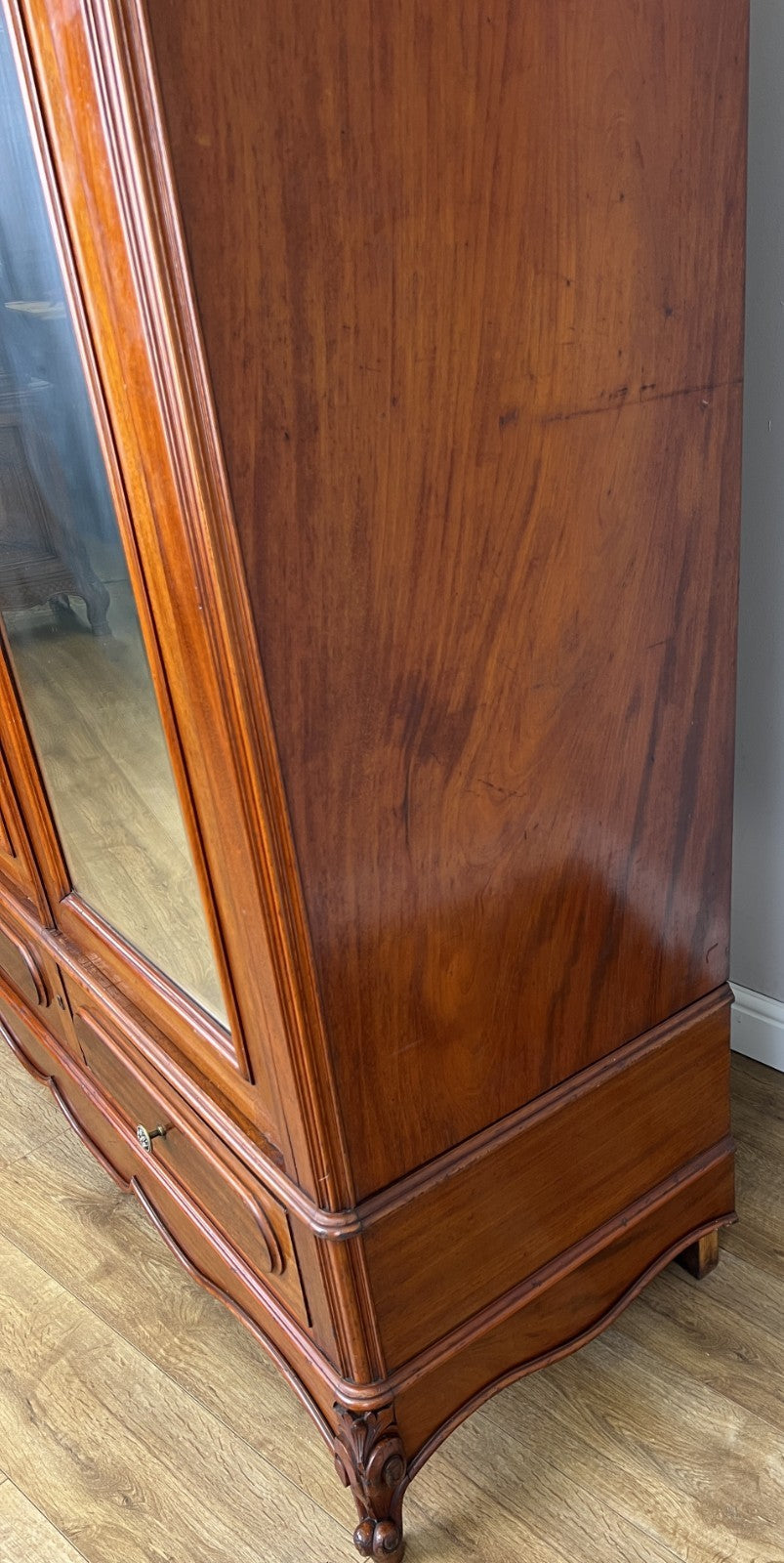 Wardrobe Antique French Two Door Mahogany Mirrored Carved Armoire LOT 615211