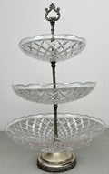 Bomboniere Vintage French Crystal Cut Three Tier Serving Cake Stand LOT 6439