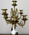 Clock Antique Louis XV Brass Marble Garniture Set With Candelabras LOT 602622