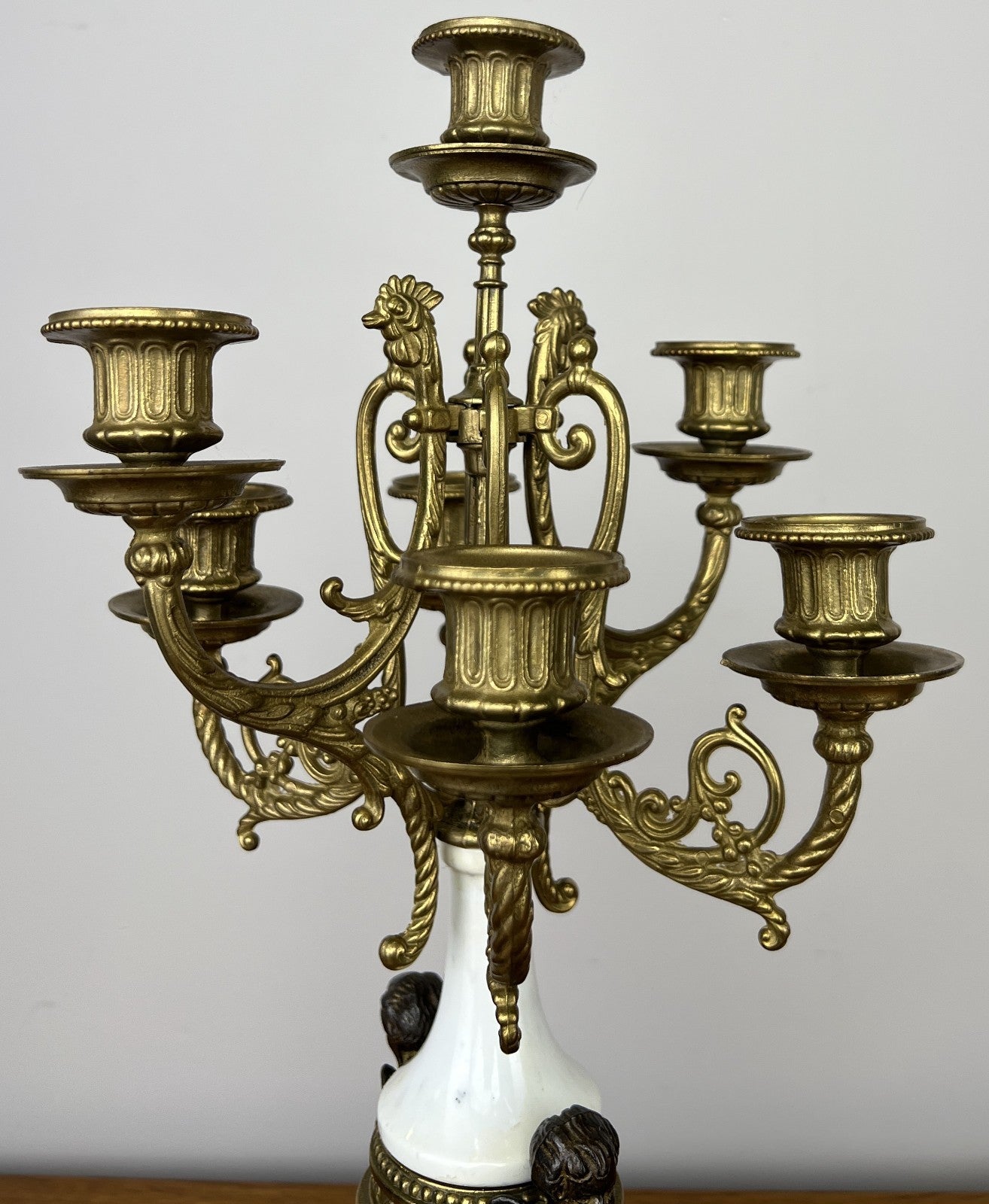 Clock Antique Louis XV Brass Marble Garniture Set With Candelabras LOT 602622