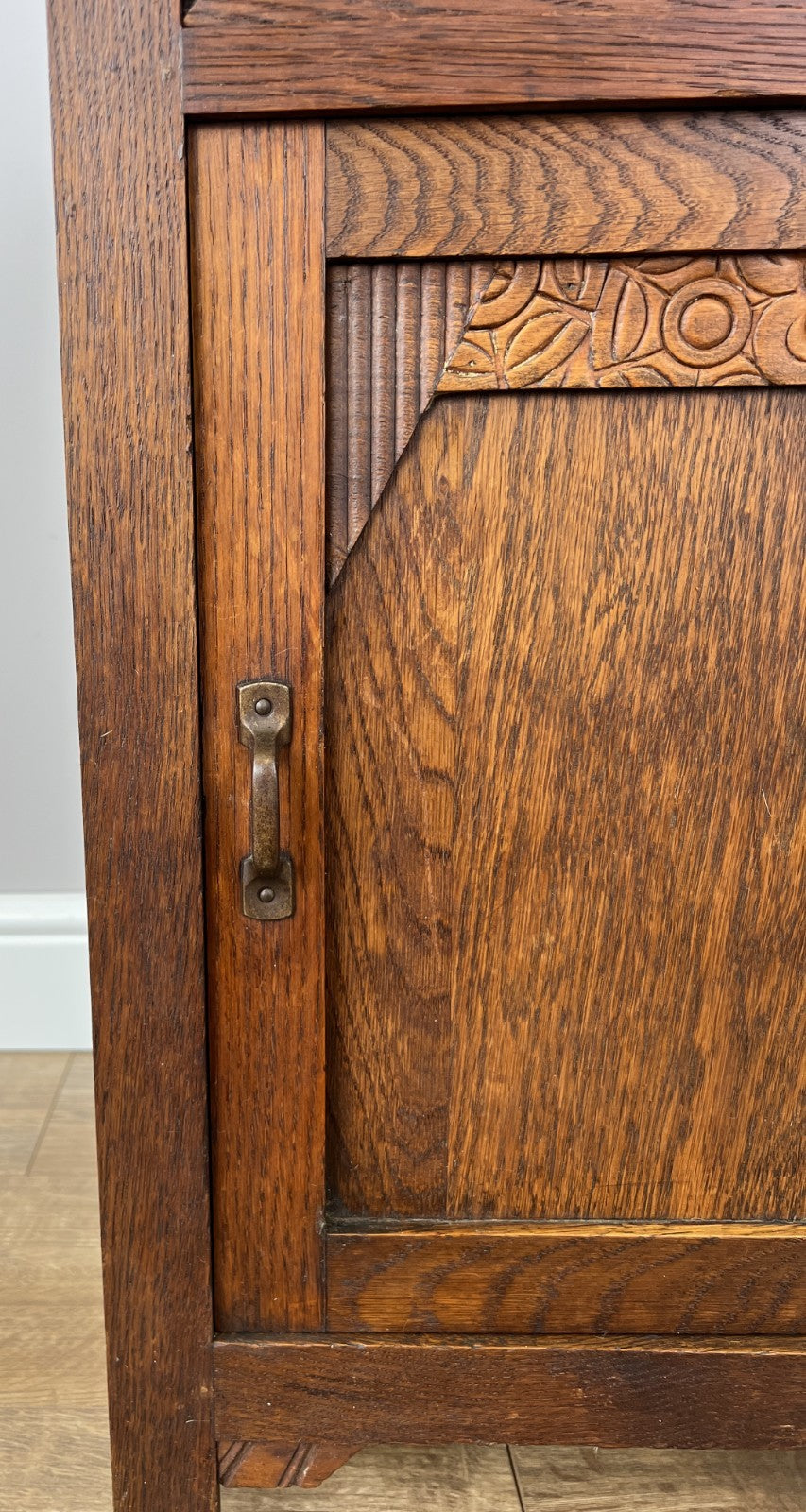 Bedside Table Antique French Marble Top Oak Cabinet Carved Cupboard LOT 62005