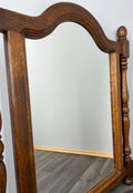 Mirror Vintage French Solid Oak Wall Mirror Turned Spindle Frame LOT 36383