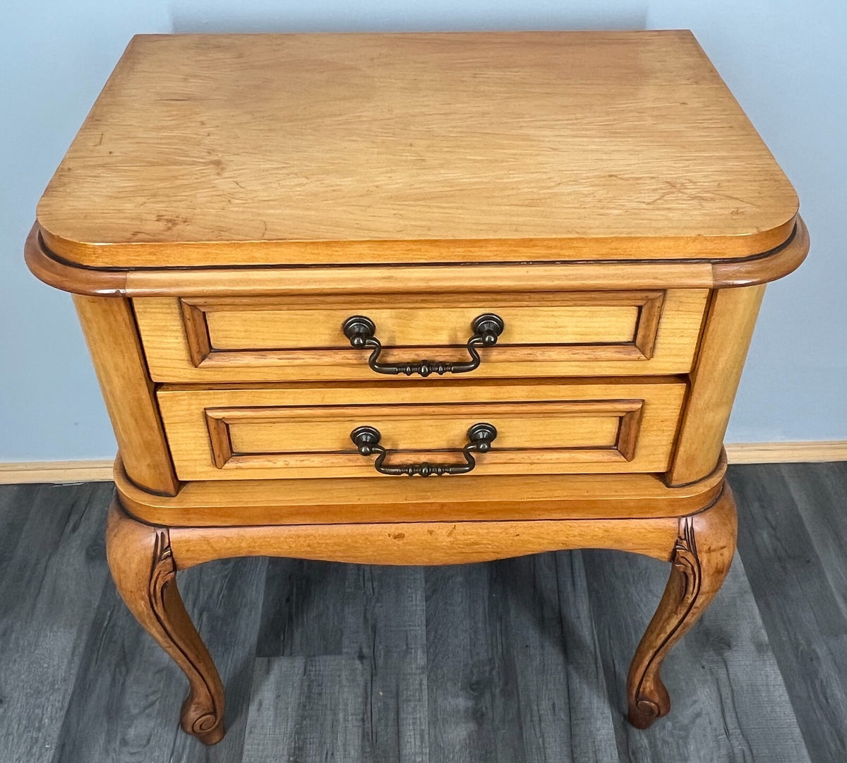 Bedside Table Vintage French Louis XVI Nightstand  2 Drawers Cabinet LOT 35860