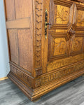 Cabinet Antique French Oak Carved Lion Mask Detail Cupboard with Key LOT 4053