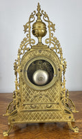 Mantel Clock Vintage French Style Architectural Brass Garniture Set LOT 46457