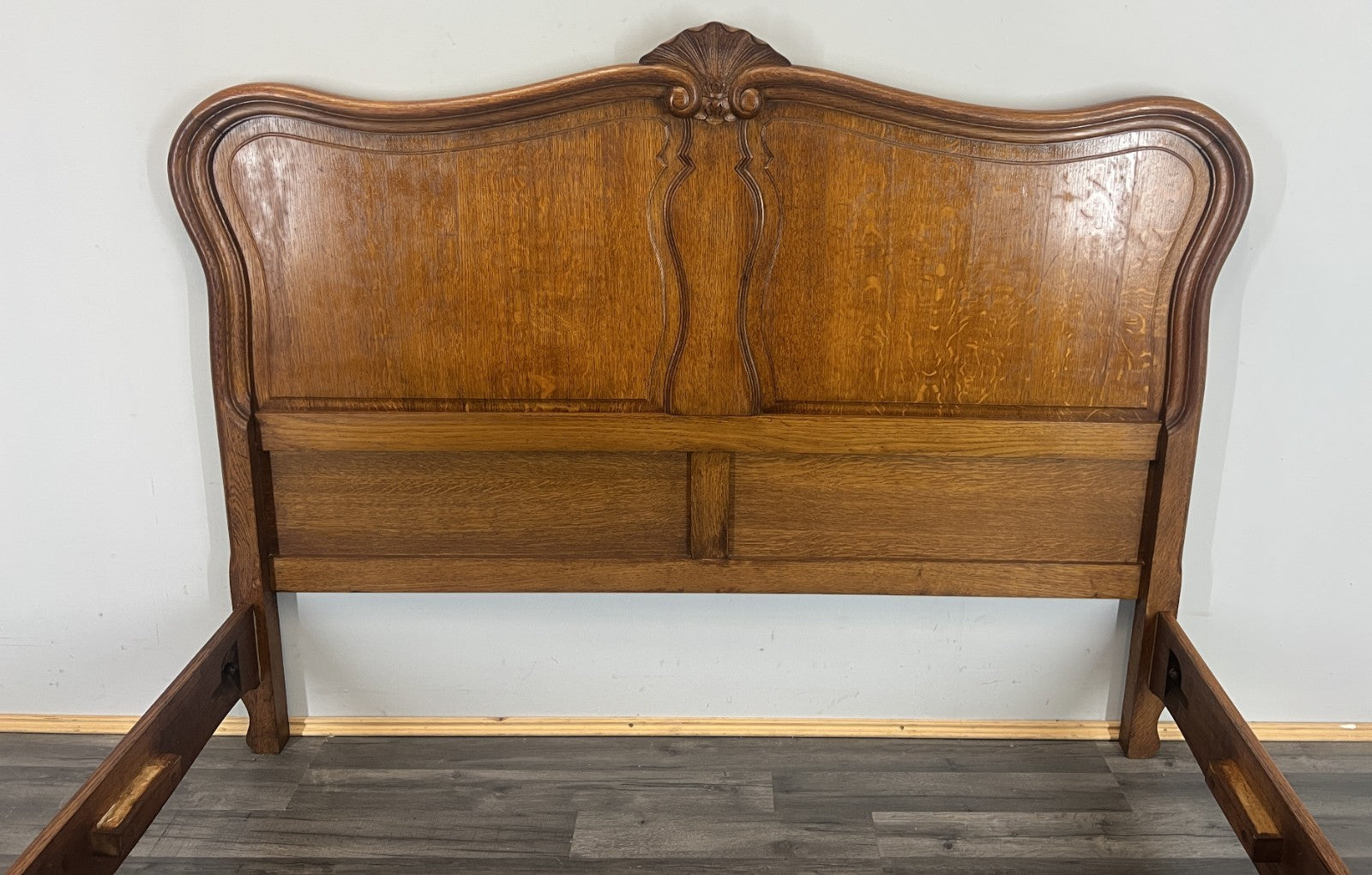 Bed Vintage French Louis XVI Double Bed Frame Oak Carved Headboard LOT 46055