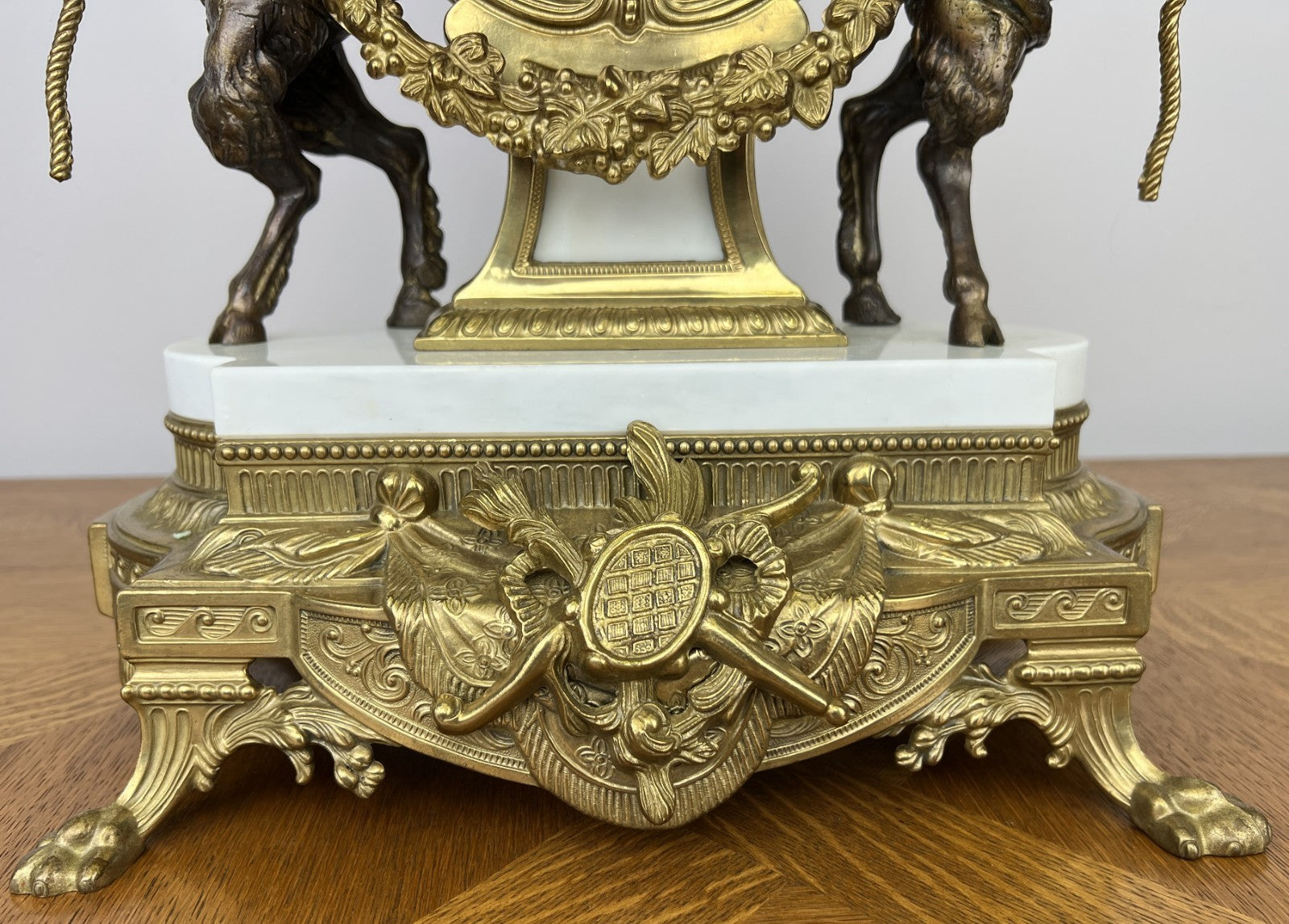 Clock Antique Louis XV Brass Marble Garniture Set With Candelabras LOT 60263