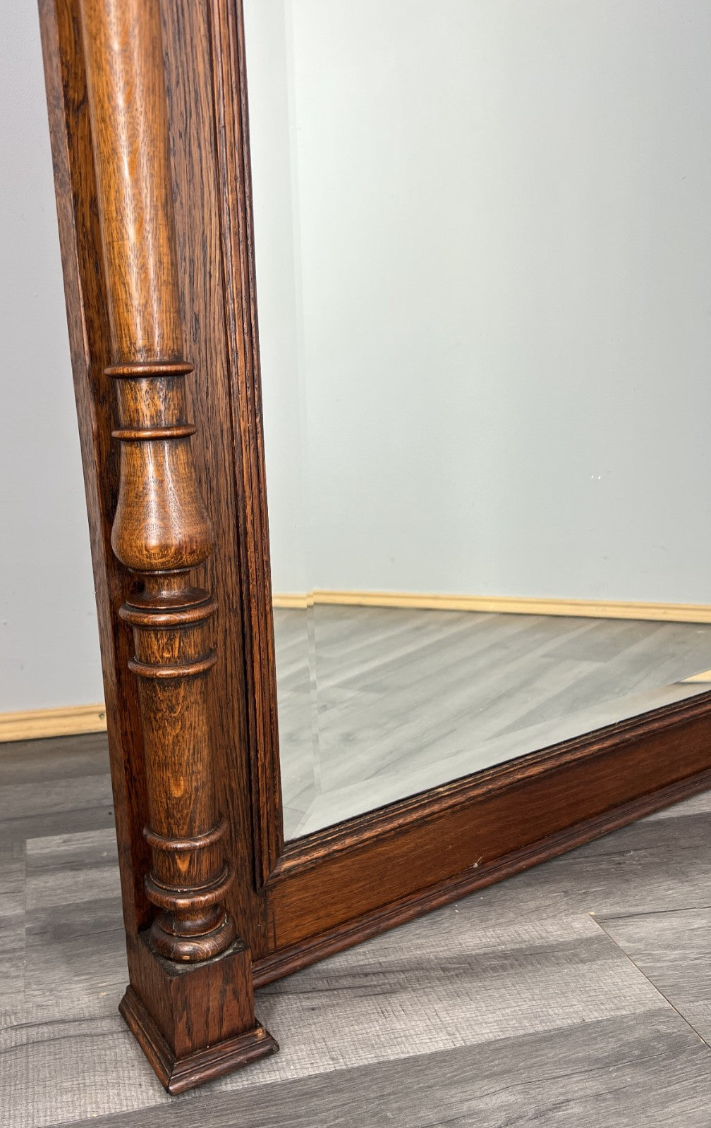 Antique French Style Carved Wall Mirror Oak Ornate Wall Frame LOT 45485