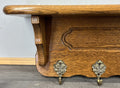 French Vintage Style Coat Rack Oak 5 Hooks Ornate Wall Shelf Coat LOT 47245