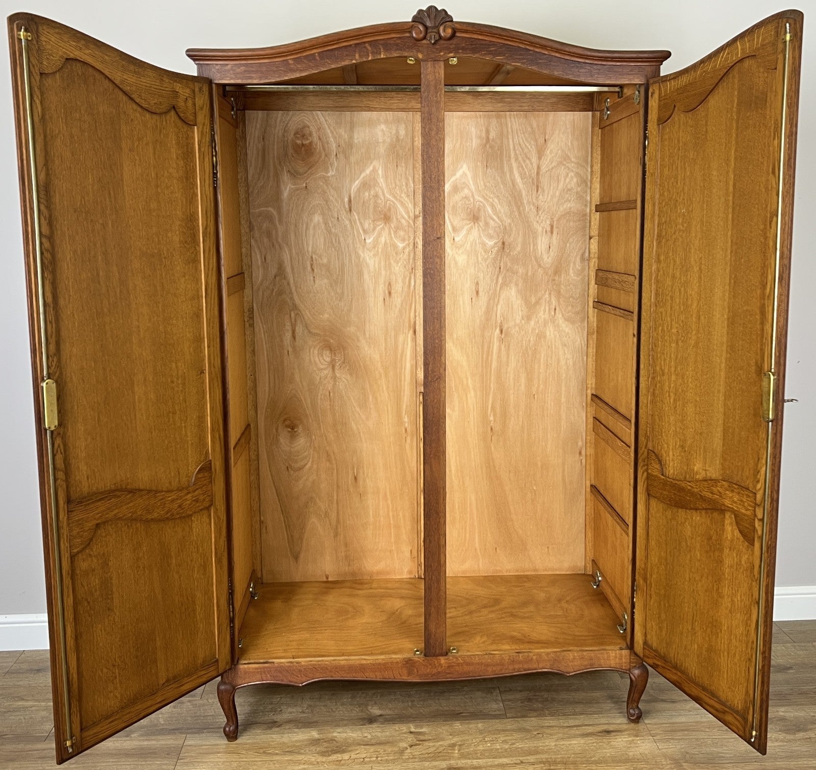 Wardrobe Vintage French Louis Style Oak Two Door Carved Armoire Cabinet LOT 610212