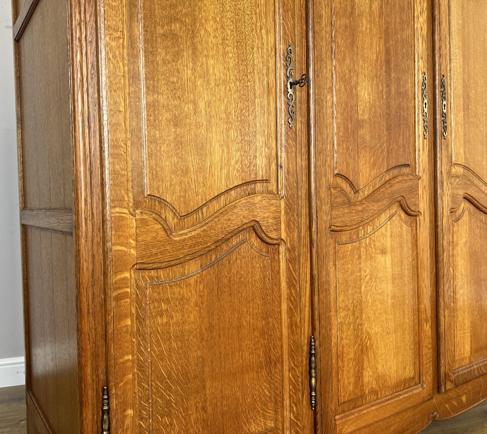 Wardrobe Vintage French Louis XVI Style Oak Four Door Carved Armoire LOT 64016