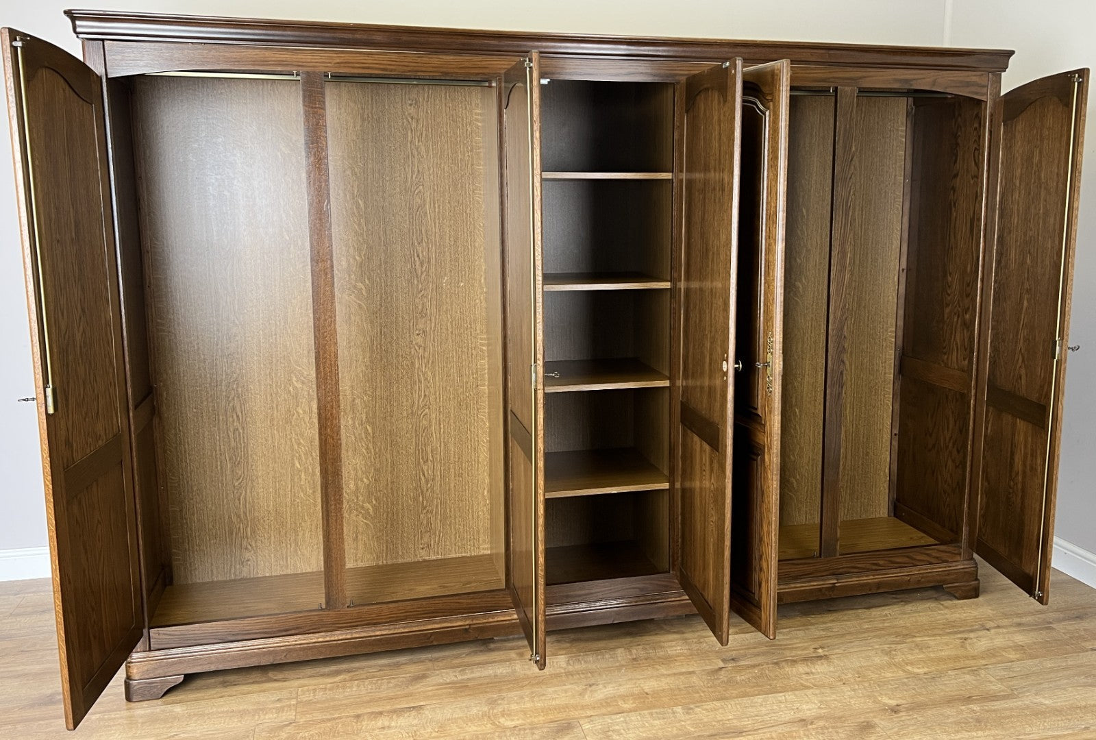 Wardrobe Vintage French Style Five Door Carved Armoire Cabinet LOT 613010