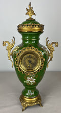 Mantel Clock Set Antique French Garniture Porcelain Bronze Candelabras LOT 36202
