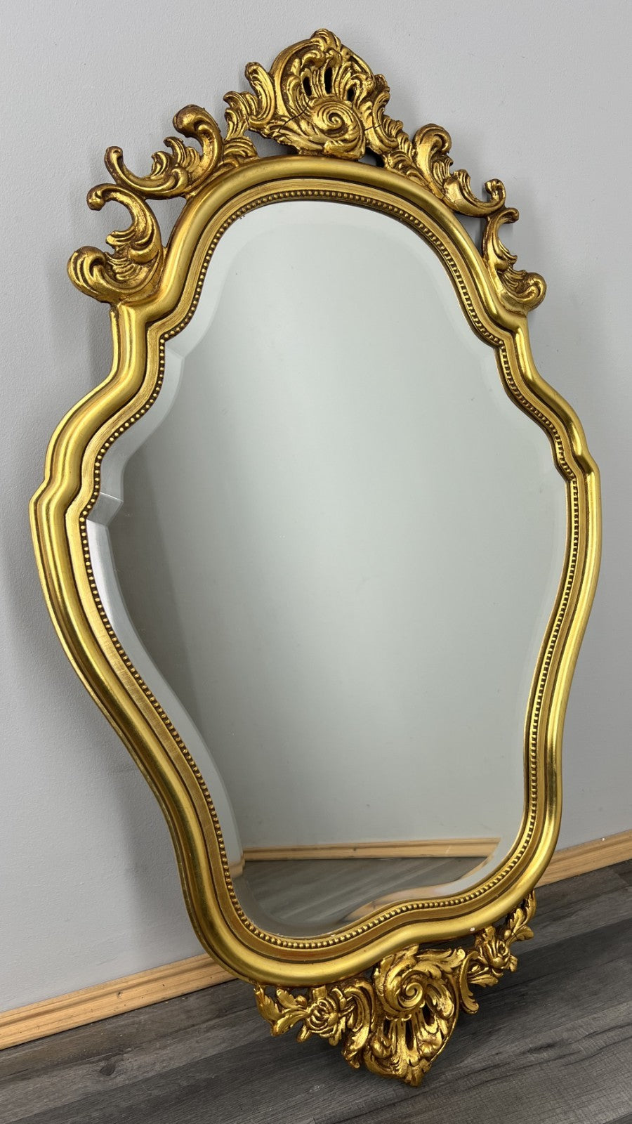 Vintage French Gilt Wall Mirror with Ornate Rococo Frame Wall Decor LOT 43900