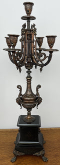 Candelabra Antique French Brass Marble 5 Arm Ornate Candle Holder LOT 49360