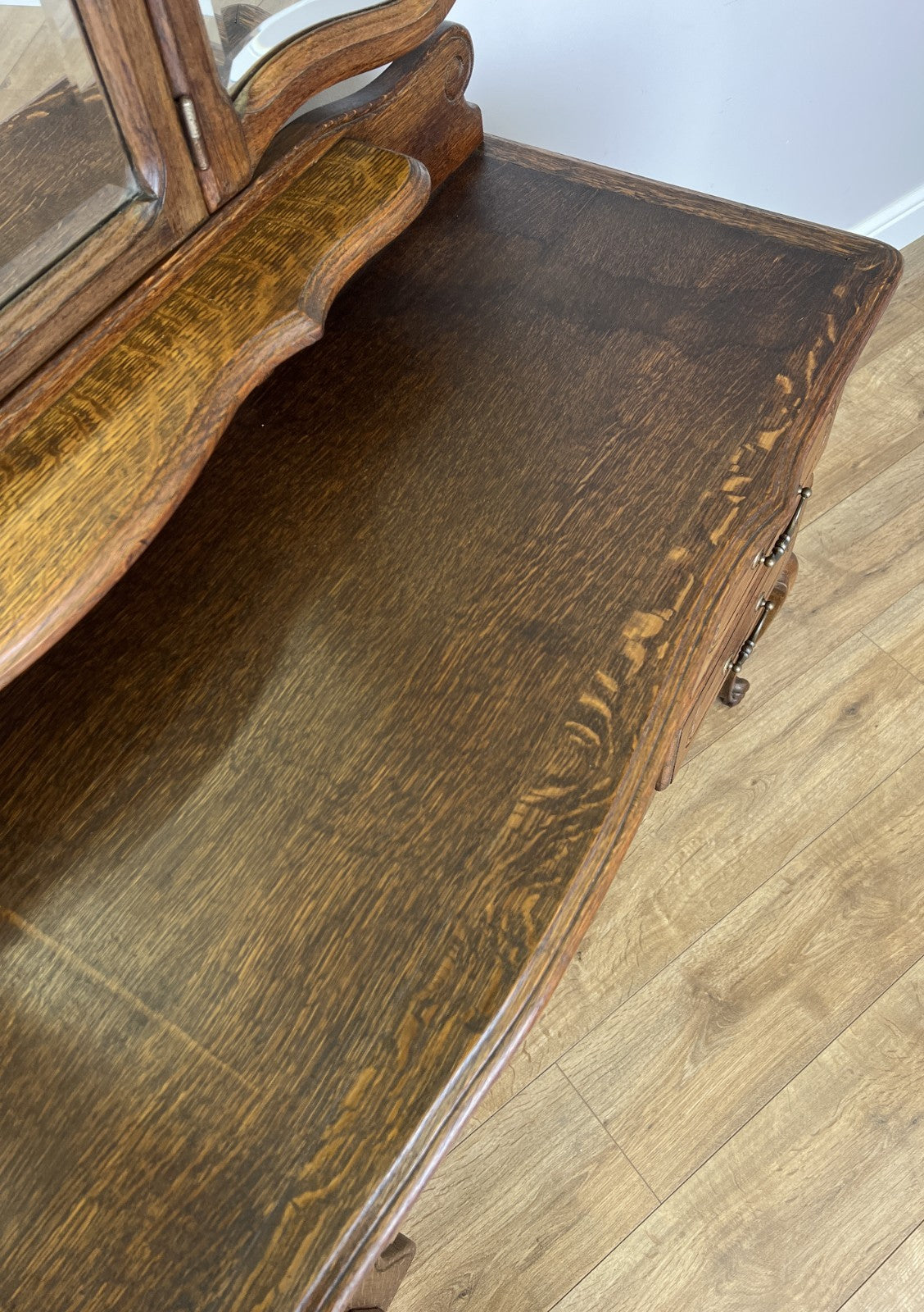 Vintage Dressing Table with Mirror French Oak Louis Vanity Table Makeup LOT 49767