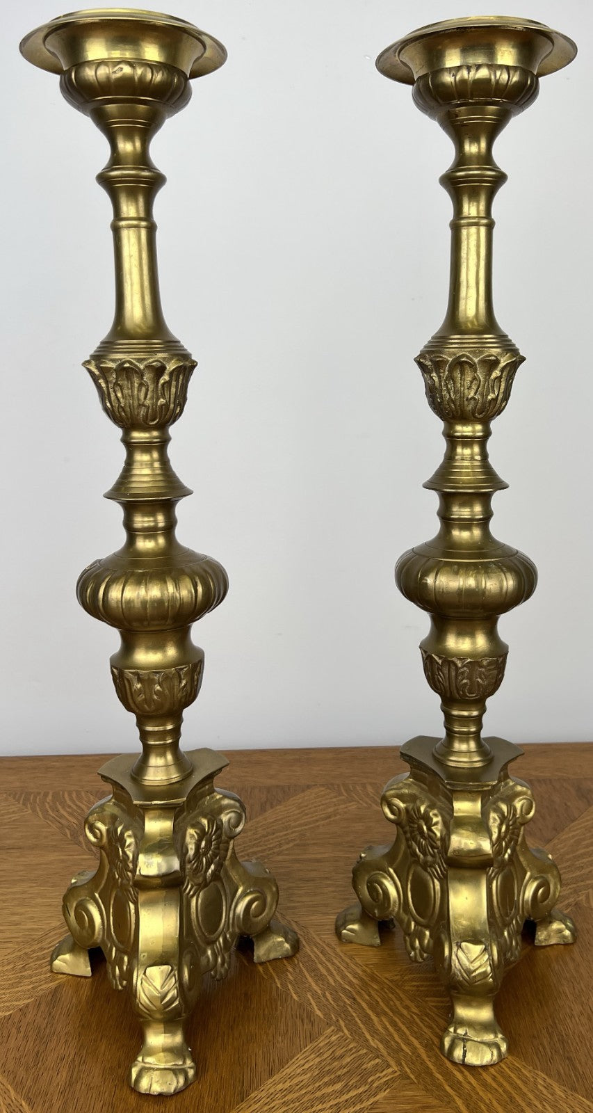 Pair of Candle Holders Vintage Brass Ornate Decorative Candlesticks LOT 60220