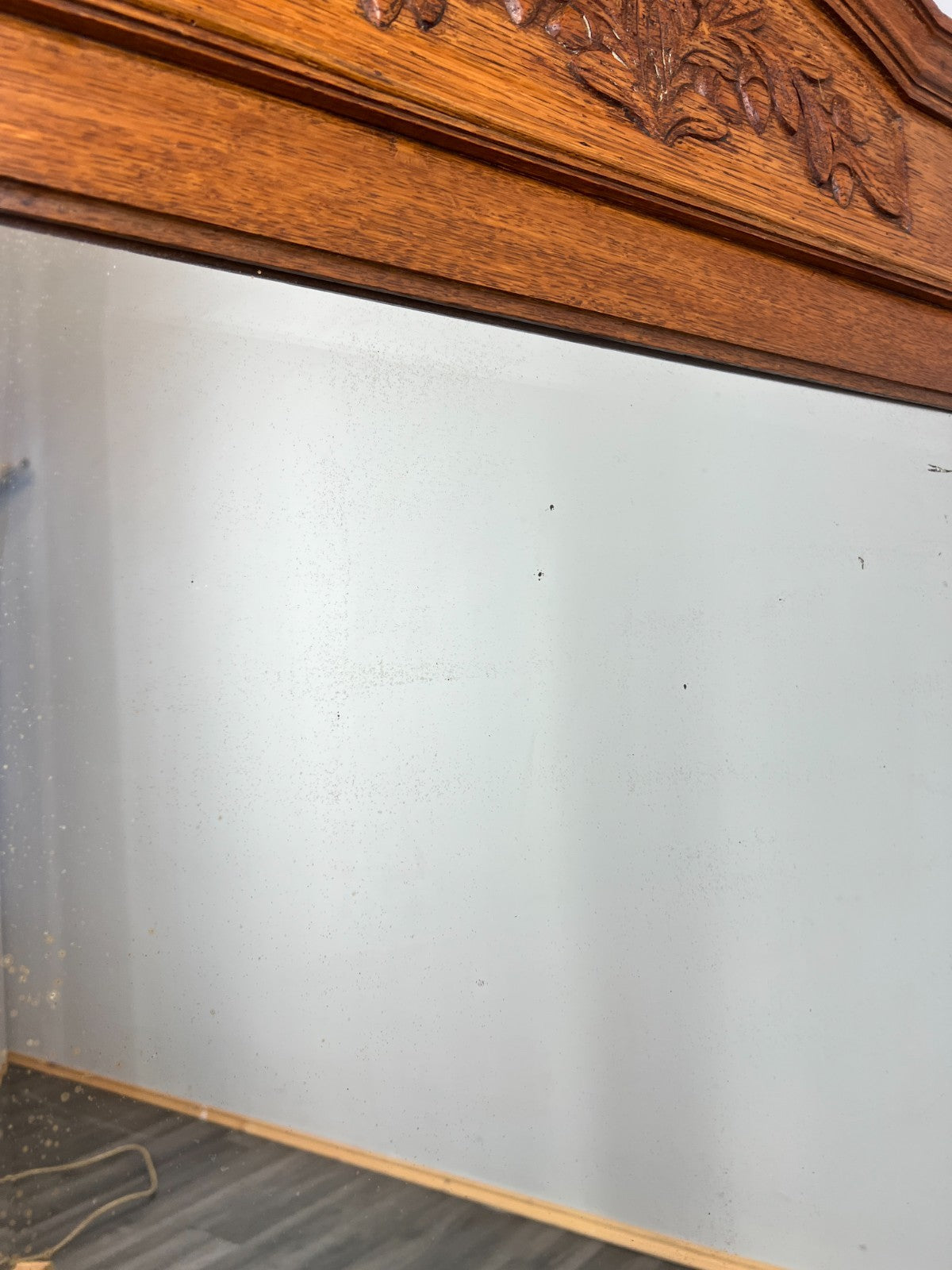 Antique French Style Carved Wall Mirror Oak Ornate Wall Frame LOT 45463