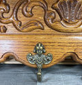 French Vintage Style Coat Rack Oak 4 Hooks Ornate Wall Shelf Coat LOT 47264