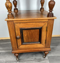 Bedside Table Antique French Style Marble Top Walnut Cupboard Cabinet LOT 40437