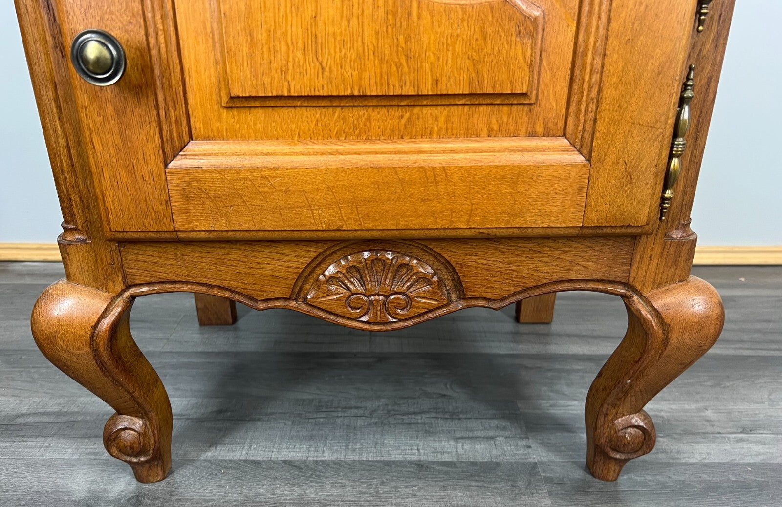 Pair of Bedside Tables Vintage French Louis Oak Nightstands Cabinets LOT 35186