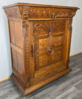 Cabinet Antique French Oak Carved Lion Mask Detail Cupboard with Key LOT 4053