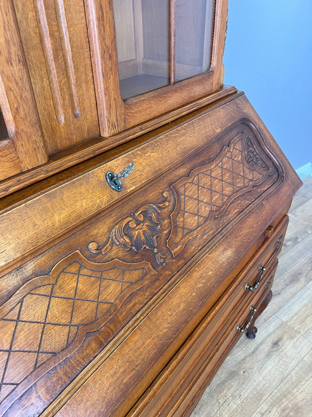Cabinet Vintage French Louis XVI Oak Bureau Bookcase Display Cabinet LOT 63439