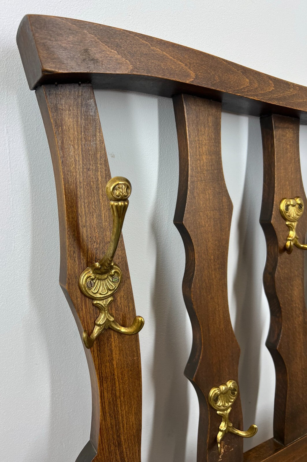 Coat Rack Antique French 7 Hooks Wall Mounted Oak Carved Plate Rack LOT 28484