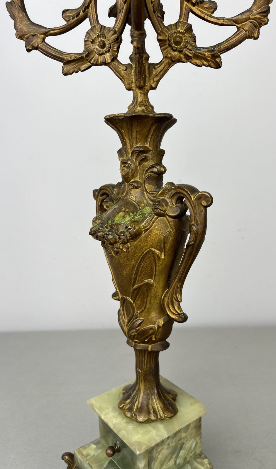 Candelabra Antique French Style Brass Marble Five Arm Candle Holder LOT 6488