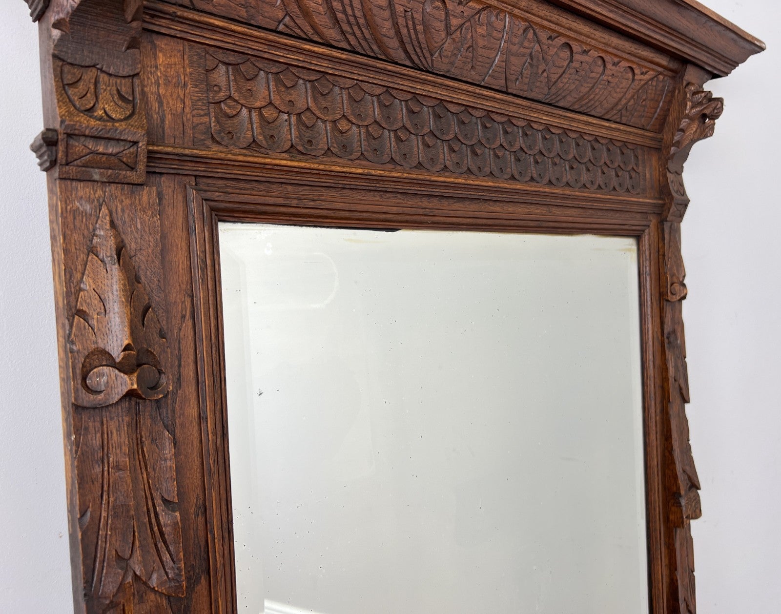 Mirror Antique French Oak Wall Mirror Home Decor Carved Wall Frame LOT 637112