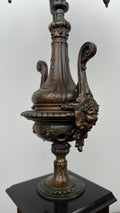 Candelabra Antique French Brass Marble 5 Arm Ornate Candle Holder LOT 493610