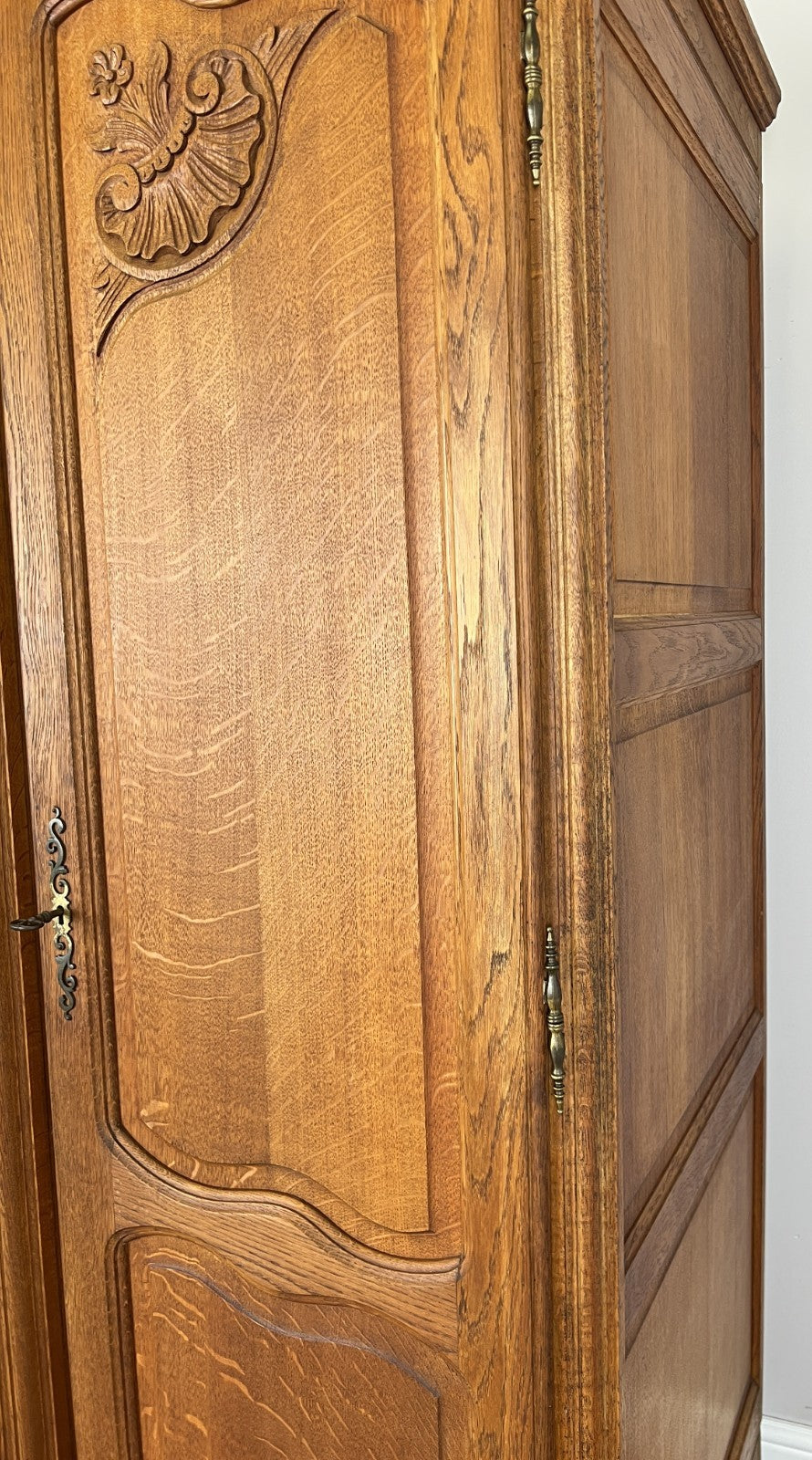 Wardrobe Vintage French Louis XVI Style Oak Four Door Carved Armoire LOT 63999