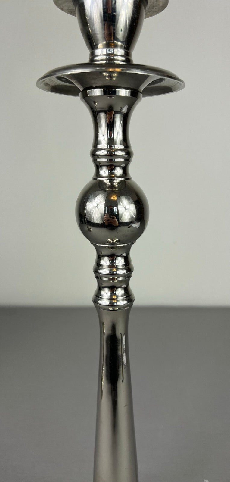 Pair of Candle Holders Vintage French Silver Metal Column Candlesticks LOT 50774