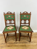 Pair of Chairs Antique French Style Oak Floral Upholstered Chairs LOT 6515