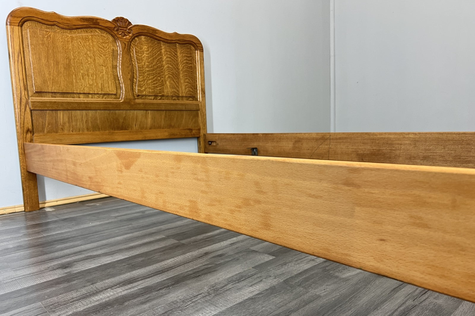 Bed Vintage French Louis XVI Single Bed Frame Oak Carved Headboard LOT 459710