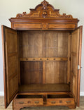 Wardrobe Antique French Mahogany Two Door Carved Mirrored Armoire LOT 616415