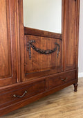 Wardrobe Antique French Walnut Two Door Mirrored Carved Armoire Cabinet LOT 608310