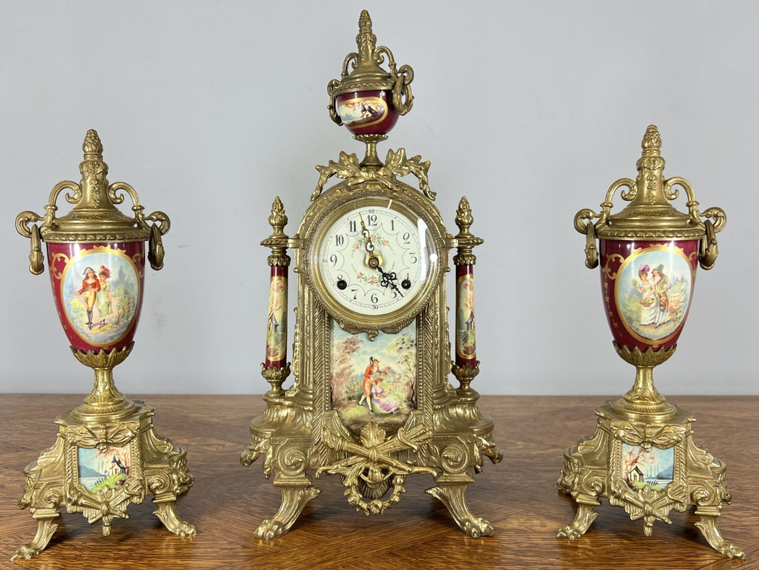 Lancini Imperial Ormolu Porcelain Gilt Brass Mantle Clock  LOT 4638