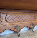 Coat Rack Vintage French Oak Wall Mounted 6 Hooks Carved Rack Hanger LOT 62066