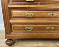 Chest of Drawers Antique French Style Oak Marble Top Carved Cabinet LOT 64484