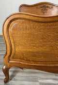 Bed Vintage French Louis XVI Double Bed Frame Oak Carved Headboard LOT 45893