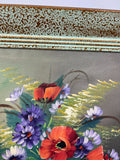 Painting Vintage French Floral Vase Red Purple Flower Signed Framed LOT 38783