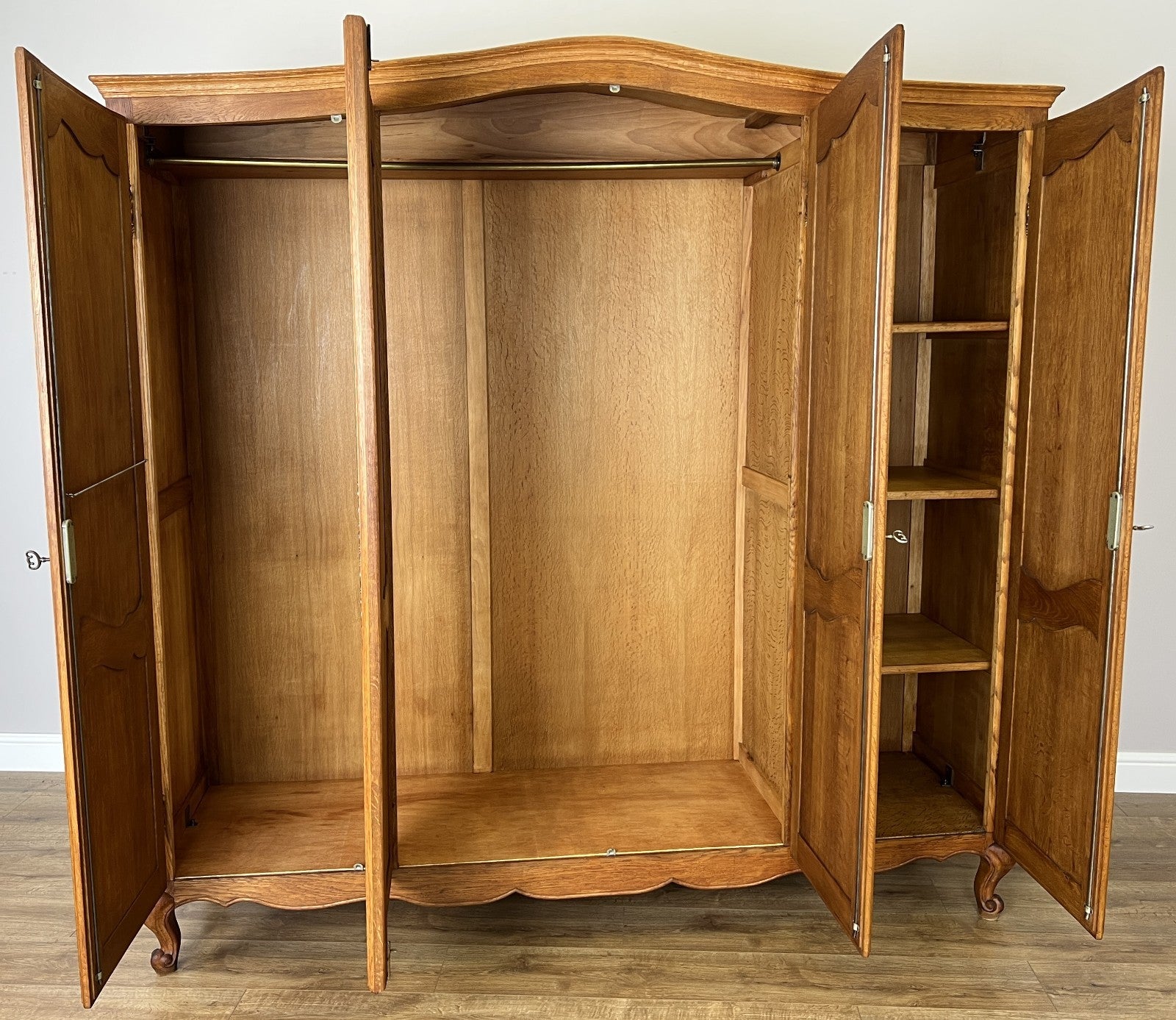 Wardrobe Vintage French Louis XVI Style Oak Four Door Carved Armoire LOT 49799
