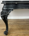 Double Sided Desk Antique French Style Black Painted Heavy Carved Table LOT 61866