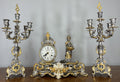 Lancini Imperial Ormolu Gilt Brass Mantle Clock with Candelabras  LOT 46410