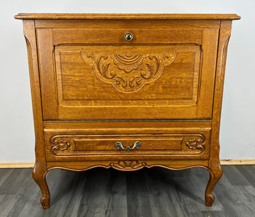 Cabinet Vintage French Louis XIV Style Drop Front Oak Carved Sideboard LOT 18120