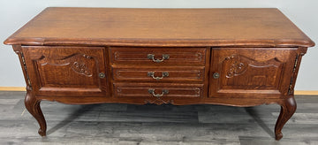 Cabinet Vintage French Louis Oak Carved Doors & Drawers Sideboard LOT 44000
