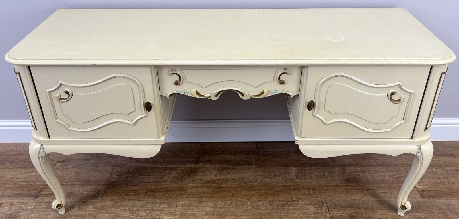 Sideboard Vintage French Shabby Chic Louis Style Carved Storage Cabinet LOT 48350