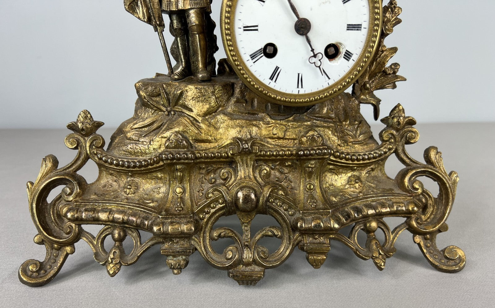 Mantel Clock Antique French Japy Frères Gilt Bronze Figure Clock LOT 36027