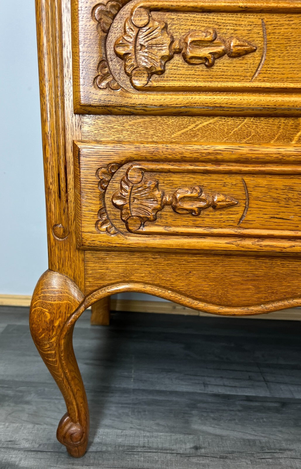 Cabinet Vintage French Louis XIV Style Carved Drop Front Oak Sideboard LOT 26515